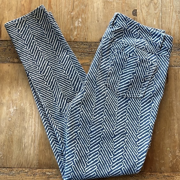 J. McLaughlin Jeans Jmclaughlin Lexi Geometric Blue White Denim
